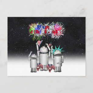 Robo-x9 viert de 4th of July Night Sky Briefkaart