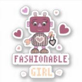 Robomeisje Sticker (Voorkant)