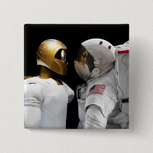 Robonaut 2, een handige, humanoïde astronaut hel  vierkante button 5,1 cm