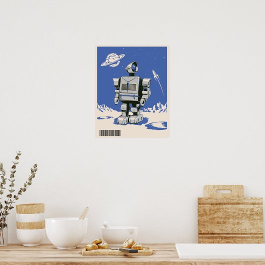 robot 1 blauw poster (Keuken)