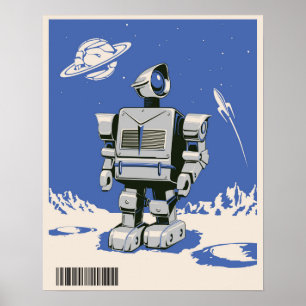  robot 1 blauw poster