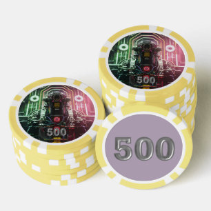 Robot 1 gele 500 gestreepte pokerchip