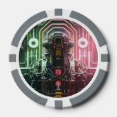 Robot 1 grijs 1 gestreepte pokerchip (Voorkant)