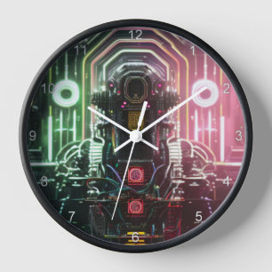 Robot 1 horloge murale noire avec chiffres