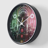 Robot 1 horloge murale noire avec chiffres (Angle)