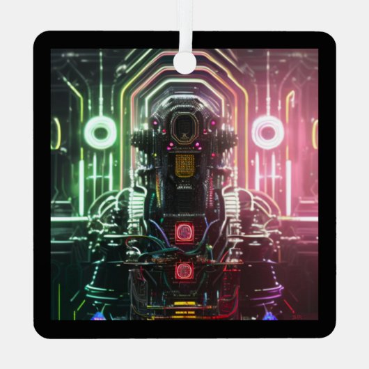 Robot 1 ornament van vierkante metaal (Achterkant)