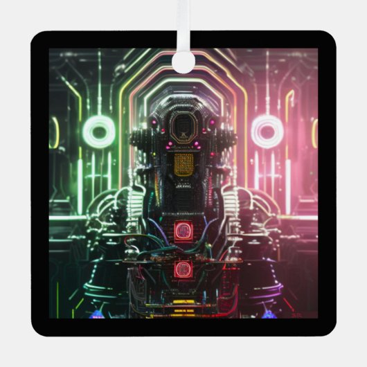 Robot 1 ornament van vierkante metaal (Voorkant)