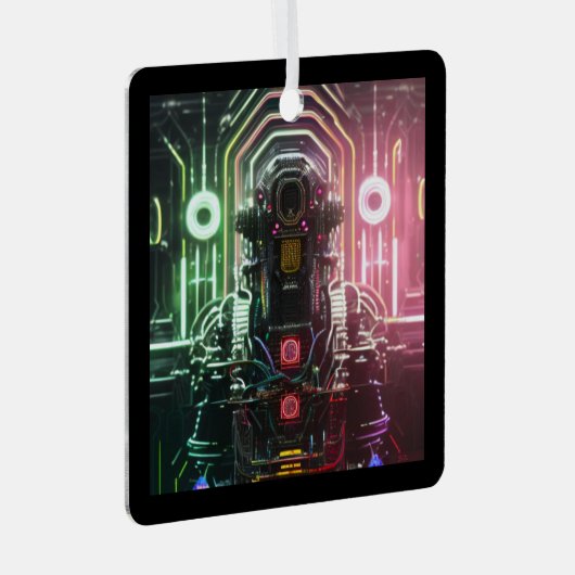 Robot 1 ornement en métal carré (Avant droite)