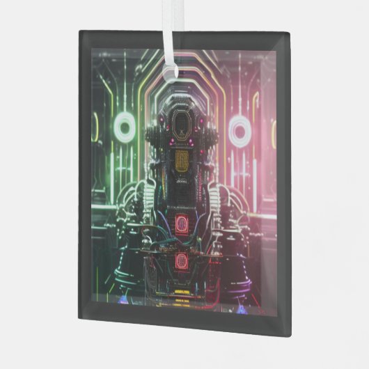 Robot 1 ornement en verre carré (Avant gauche)