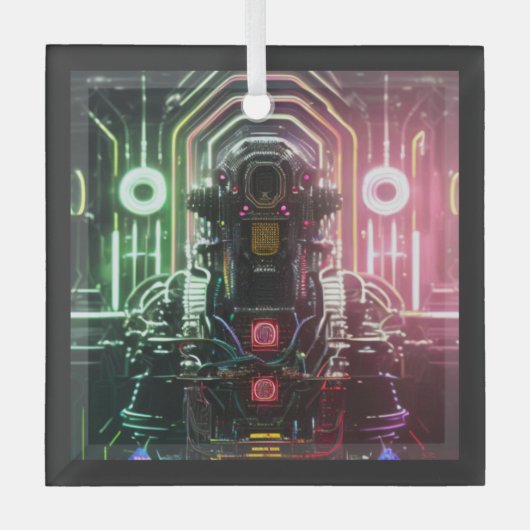 Robot 1 ornement en verre carré (Recto)