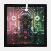 Robot 1 ornement en verre carré (Verso)
