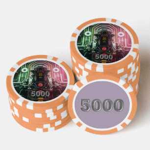 Robot 1 sinaasappel 5000 gestreepte pokerchip