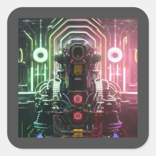 Robot 1 vierkante sticker