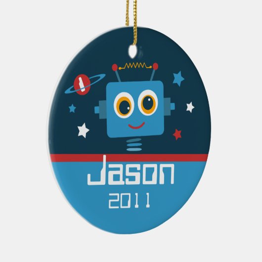 Robot 1st Birthday Personalized Ornament (Rechts)