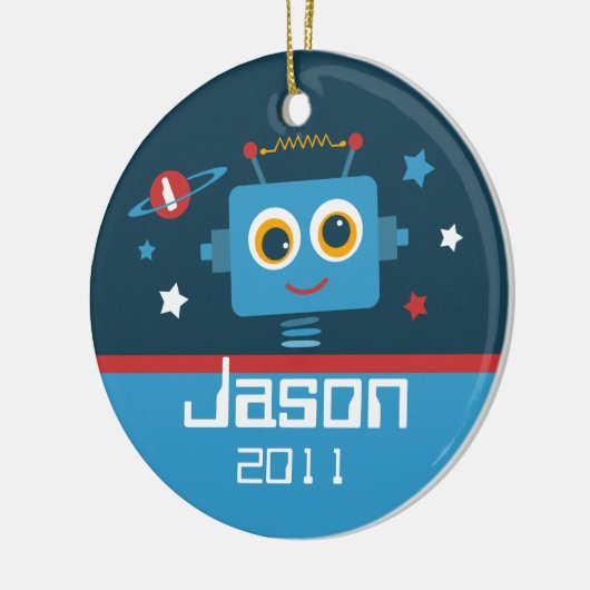 Robot 1st Birthday Personalized Ornament (Links)