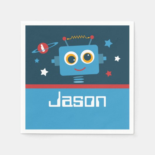 Robot 1ste verjaardag servet (Voorkant)