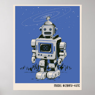  Robot 2 blauw Poster