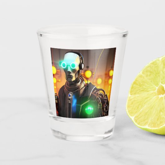 Robot 2 borrelglas shot glas (Voorkant)