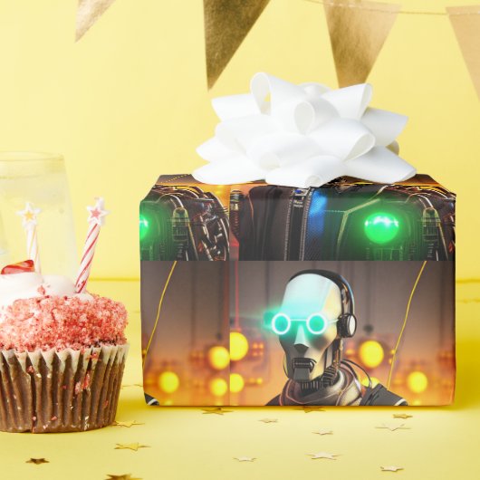 Robot 2 glanzend inpakpapier (Verjaardagsfeest)