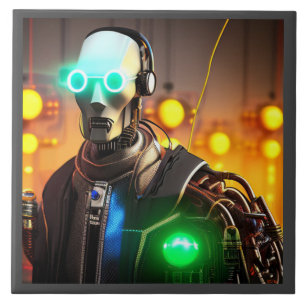 Robot 2 grote keramische tegel tegeltje