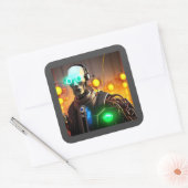 Robot 2 vierkante stickers (Envelop)
