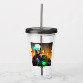 Robot 2 zwarte rook acryl tumbler acryl drinkbeker (Voorkant)