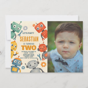 Robot 2e Invitation anniversaire avec photo