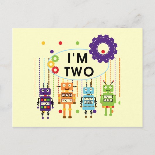 Robot 2e verjaardag tshirts en geschenken briefkaart (Voorkant)