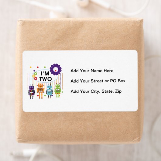 Robot 2e verjaardag tshirts en geschenken etiket (Insitu)