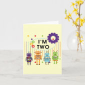 Robot 2e verjaardag tshirts en geschenken kaart (Gele Bloem)