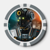 Robot 3 grijs 1 gestreepte pokerchip (Voorkant)