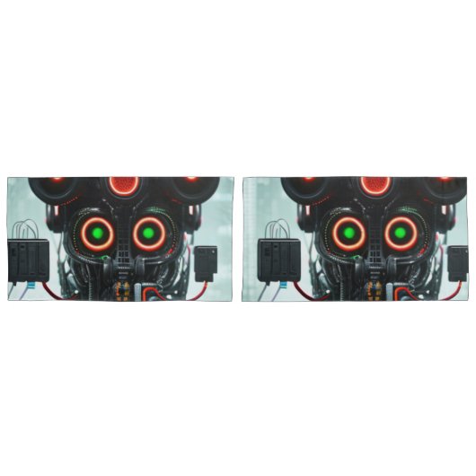 Robot 3 grijs koningspaar kussenslopen (Voorkant-Set)