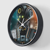 Robot 3 horloge murale noire avec numéros (Angle)