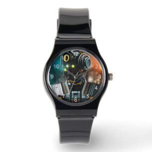 Robot 3 noir bracelet en silicone montre avec numé