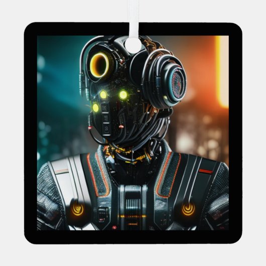 Robot 3 ornement en métal carré (Verso)