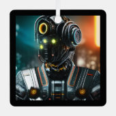 Robot 3 ornement en métal carré (Recto)