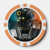 Robot 3 sinaasappel 5000 gestreepte pokerchip (Voorkant)