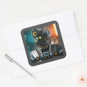 Robot 3 vierkante stickers (Envelop)