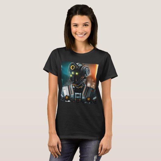 Robot 3 vrouwen zwart T-shirt (Voorkant volledig)
