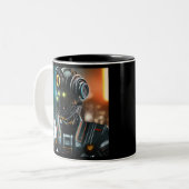 Robot 3 zwarte mok met twee tinten (Voorkant links)