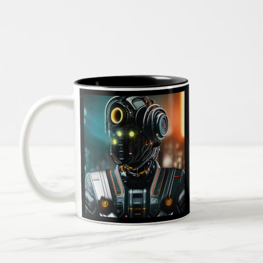 Robot 3 zwarte mok met twee tinten (Links)