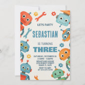 Robot 3ème anniversaire Invitation (Devant)