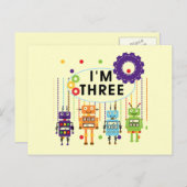 Robot 3rd Birthday T shirten en cadeaus Briefkaart (Voorkant / Achterkant)