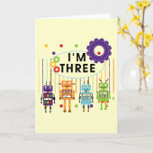 Robot 3rd Birthday T shirten en cadeaus Kaart (Gele Bloem)