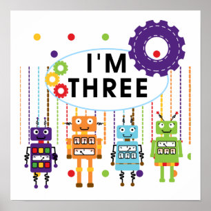Robot 3rd Birthday T shirten en cadeaus Poster