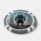 Robot 4 grijs 1 gestreepte pokerchip (Enkel)