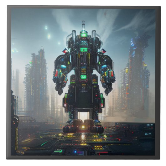 Robot 4 gros carreaux en céramique (Devant)