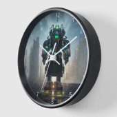 Robot 4 horloge murale noire avec numéros (Angle)