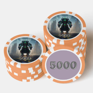 Robot 4 sinaasappel 5000 gestreepte pokerchip