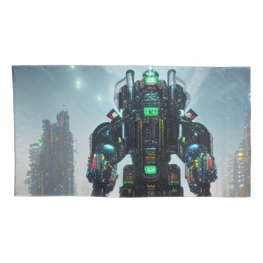 Robot 4 taies d'oreillers king 2 faces paire (Dos-Droit)